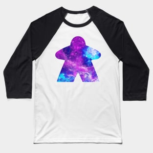 Purple and Sky Blue Space with Galaxy Stars Meeple | Board Game Fan Baseball T-Shirt